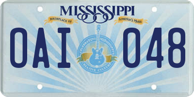 MS license plate OAI048