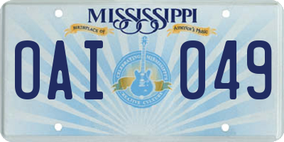 MS license plate OAI049