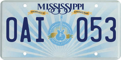 MS license plate OAI053