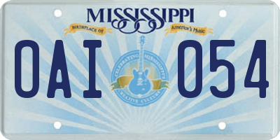 MS license plate OAI054