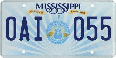 MS license plate OAI055