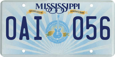 MS license plate OAI056