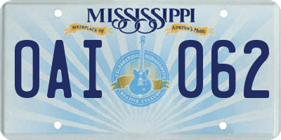 MS license plate OAI062