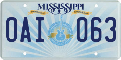MS license plate OAI063