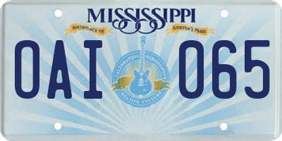MS license plate OAI065