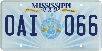 MS license plate OAI066