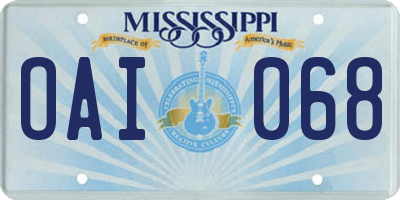 MS license plate OAI068