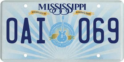 MS license plate OAI069