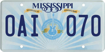 MS license plate OAI070