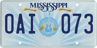 MS license plate OAI073