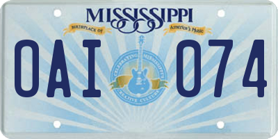 MS license plate OAI074