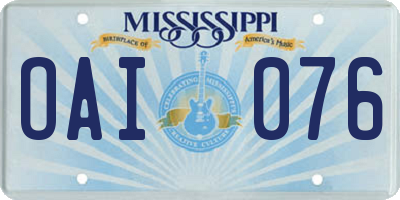 MS license plate OAI076