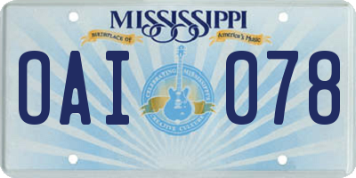MS license plate OAI078