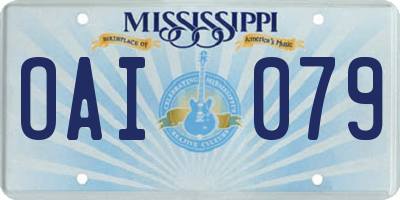 MS license plate OAI079