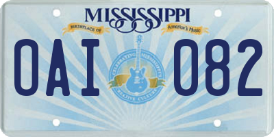 MS license plate OAI082
