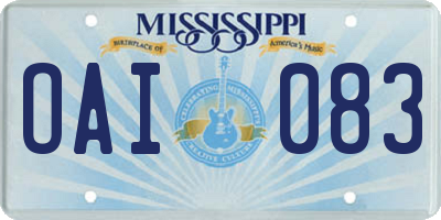 MS license plate OAI083