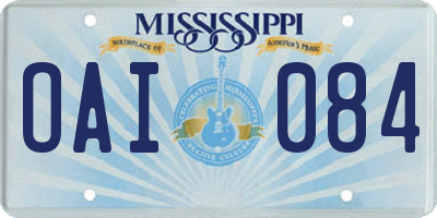 MS license plate OAI084