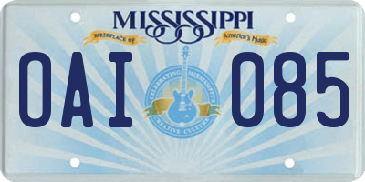 MS license plate OAI085