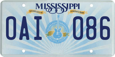 MS license plate OAI086