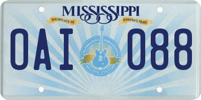 MS license plate OAI088
