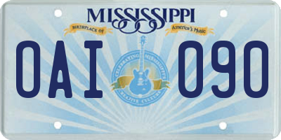 MS license plate OAI090