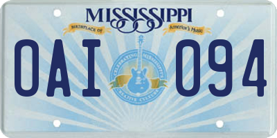 MS license plate OAI094