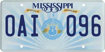 MS license plate OAI096