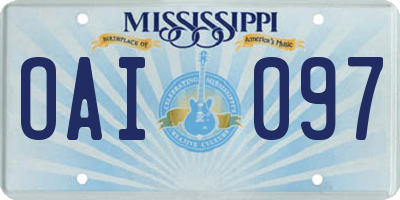 MS license plate OAI097