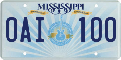 MS license plate OAI100