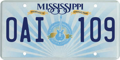 MS license plate OAI109