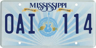 MS license plate OAI114