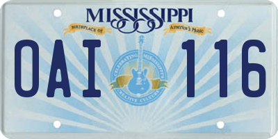 MS license plate OAI116