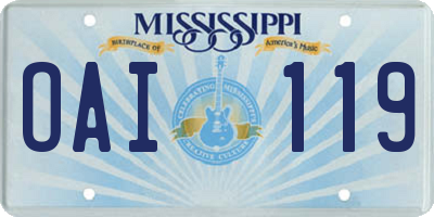 MS license plate OAI119