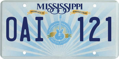 MS license plate OAI121