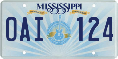 MS license plate OAI124