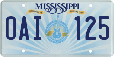 MS license plate OAI125