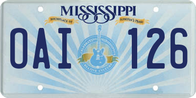 MS license plate OAI126