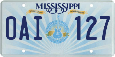 MS license plate OAI127