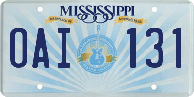 MS license plate OAI131