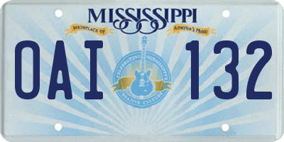 MS license plate OAI132