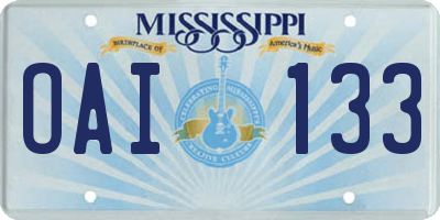 MS license plate OAI133