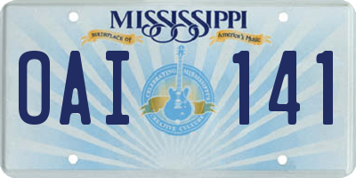 MS license plate OAI141