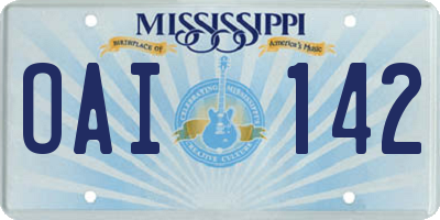 MS license plate OAI142