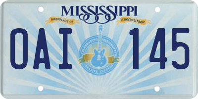 MS license plate OAI145