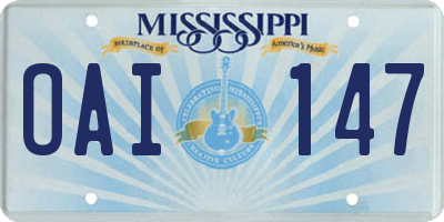 MS license plate OAI147