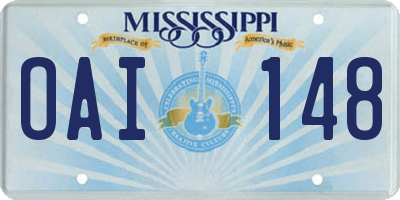 MS license plate OAI148
