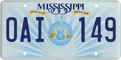 MS license plate OAI149
