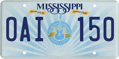 MS license plate OAI150
