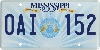 MS license plate OAI152