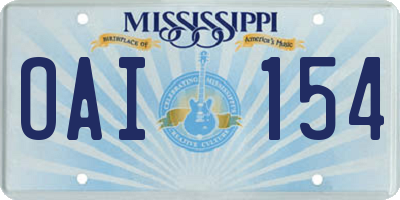 MS license plate OAI154